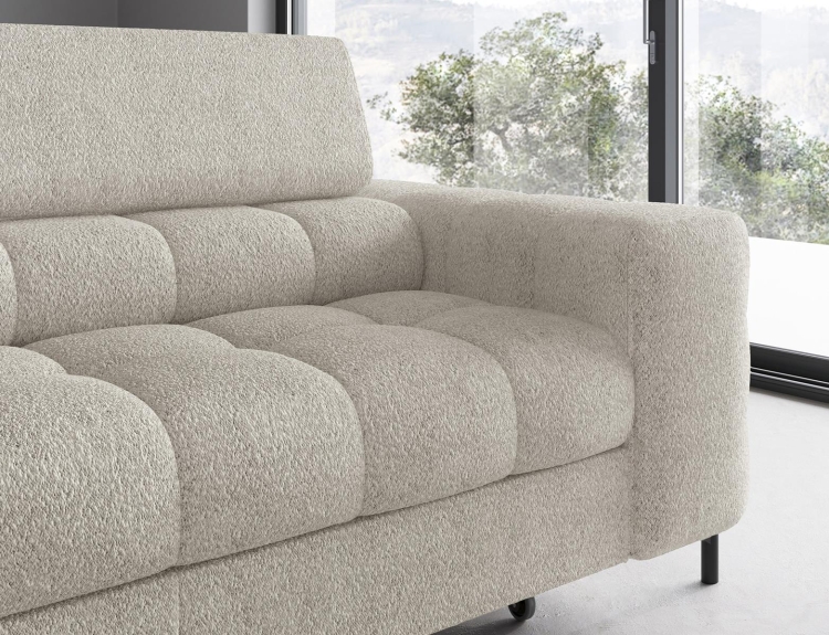 Narożnik beżowy boucle z regulowanymi zagłówkami bubble FERUCE