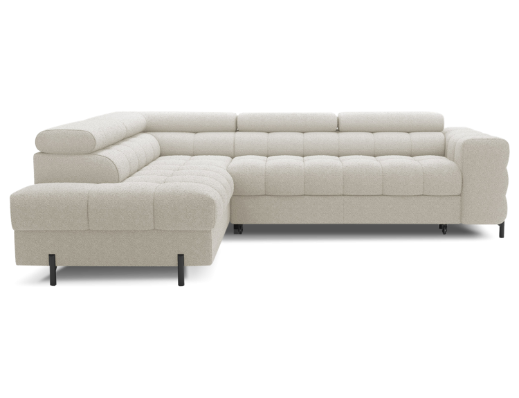 Narożnik beżowy boucle z regulowanymi zagłówkami bubble FERUCE