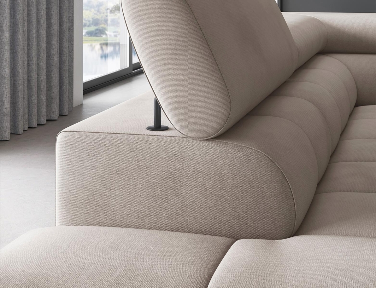 Beżowy narożnik z regulowanymi zagłówkami bubble FERUCE