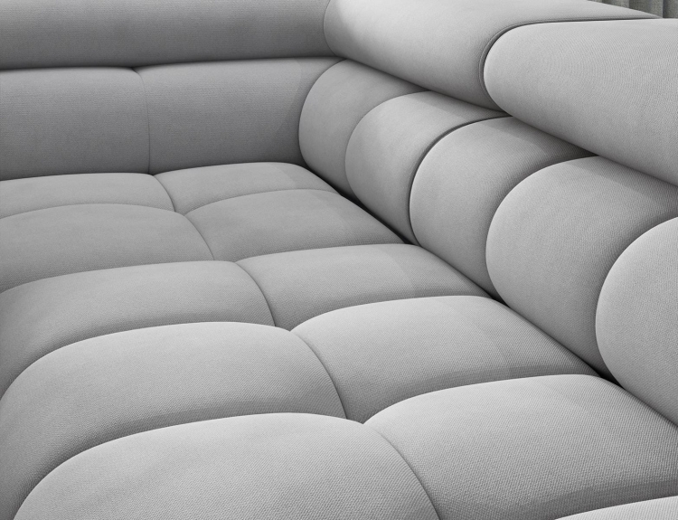 Szary narożnik w kształcie L do nowoczesnego salonu FERUUCE