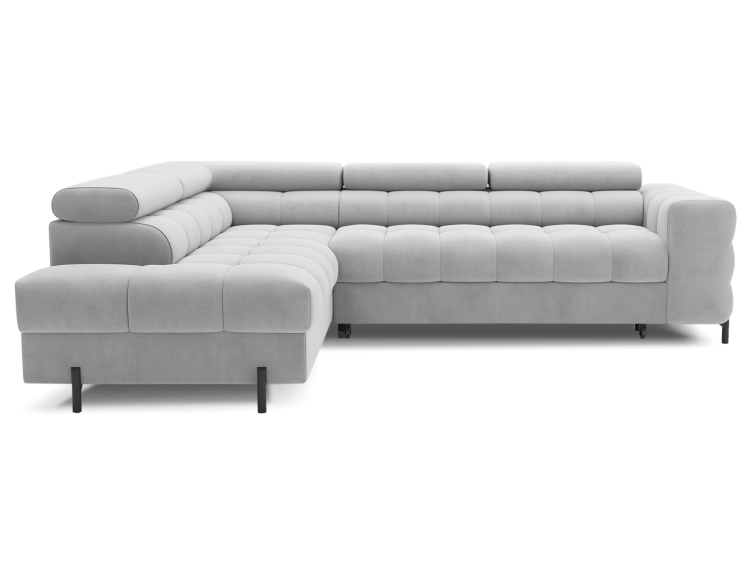 Szary narożnik w kształcie L do nowoczesnego salonu FERUUCE