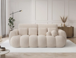Sofa tapicerowana bubble kremowa w sztruksowej tkaninie COTTON