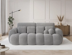 Designerska sofa trzyosobowa w szarym sztruksie COTTON