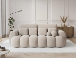 Beżowa sofa boucle z funkcją spania do salonu COTTON 