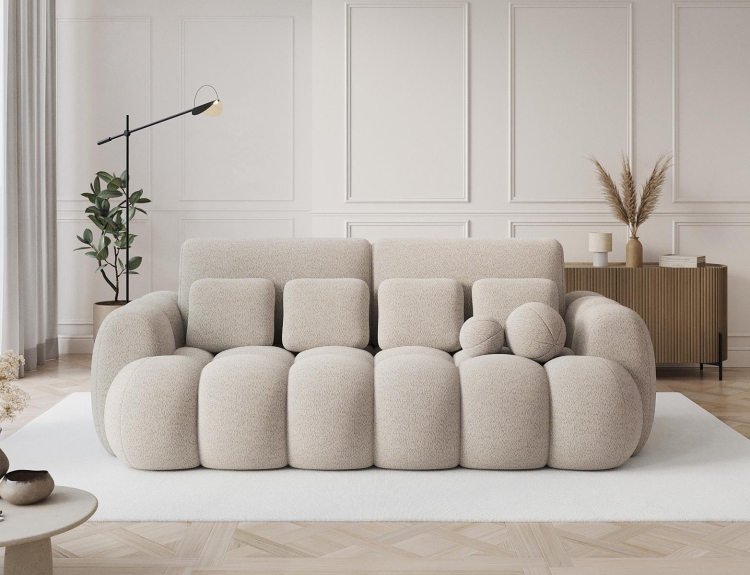 Beżowa sofa boucle z funkcją spania do salonu COTTON