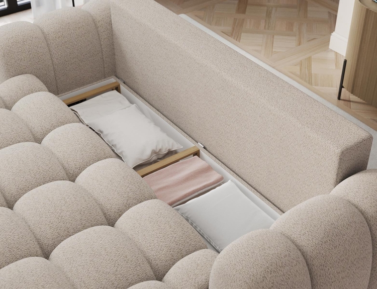 Beżowa sofa boucle z funkcją spania do salonu COTTON