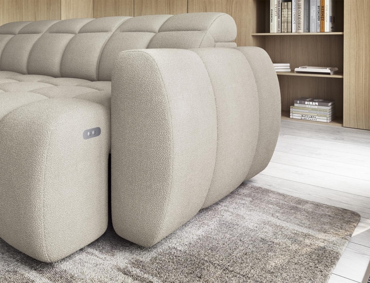 Beżowy narożnik bubble z funkcją spania do salonu FALCONN