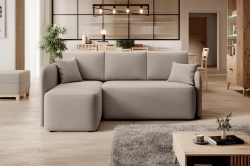 Mały beżowy narożnik 206 cm szeroki velvet HADSON 