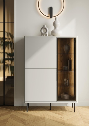 Elegancka kaszmirowa witryna ze szkłem hartowanym i LED AMIRI