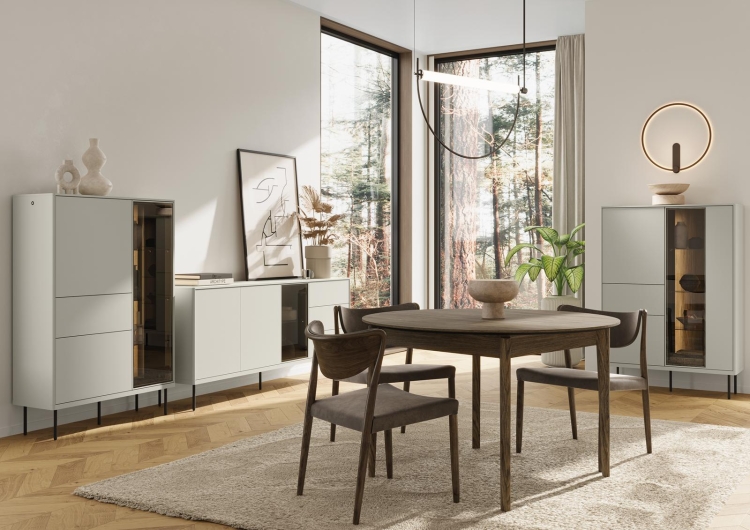 Elegancki stolik kawowy w kaszmirowym odcieniu z szufladą do salonu AMIRI