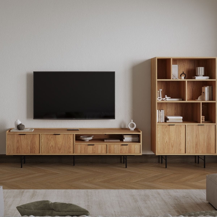 Designerska komoda w stylu japandi DĄB HIKORA ORI