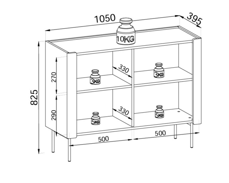 Kaszmirowa komoda z elementem orzechu wąska OSLO