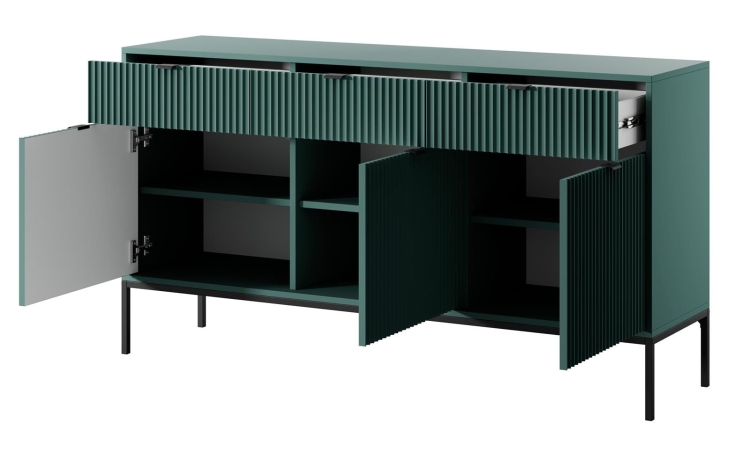 Stylowa komoda w zielonym odcieniu ryflowana FLOR