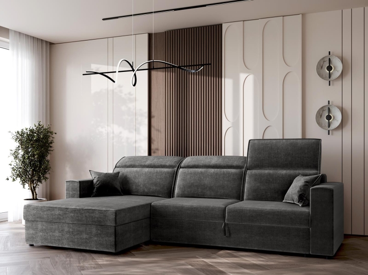 Ciemny grafitowy narożnik z funkcją spania BARCO