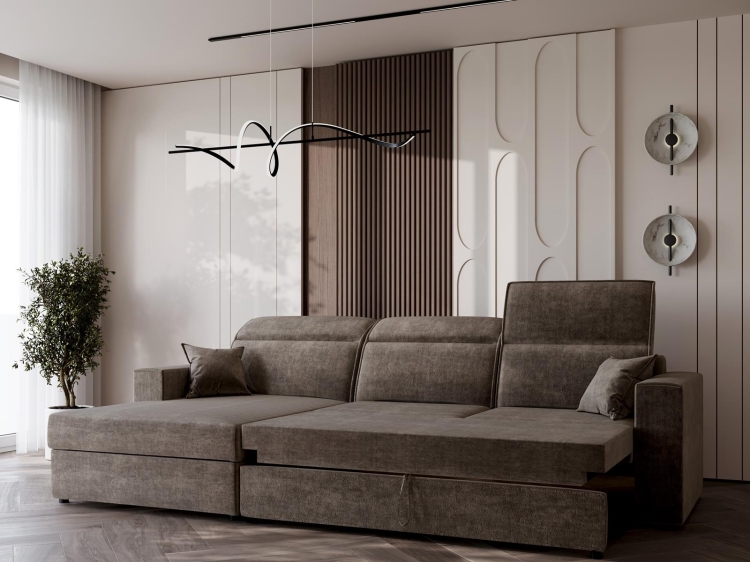 Ciemny grafitowy narożnik z funkcją spania BARCO