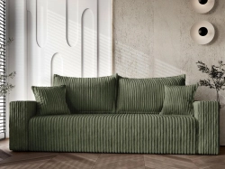 Wygodna sofa rozkładana do małego pokoju 232 cm oliwkowa TILO 