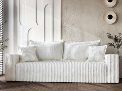 Elegancka biała sofa w miękkiej tkaninie sztruksowej TILO