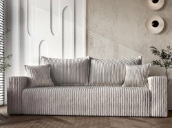 Wygodna szara sofa z miękkiej sztruksowej tkaniny TILO 