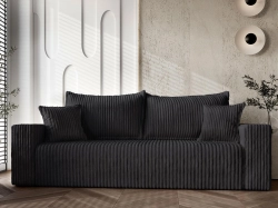 Modna czarna sofa 232 cm w przyjemnym sztruksie do salonu TILO 