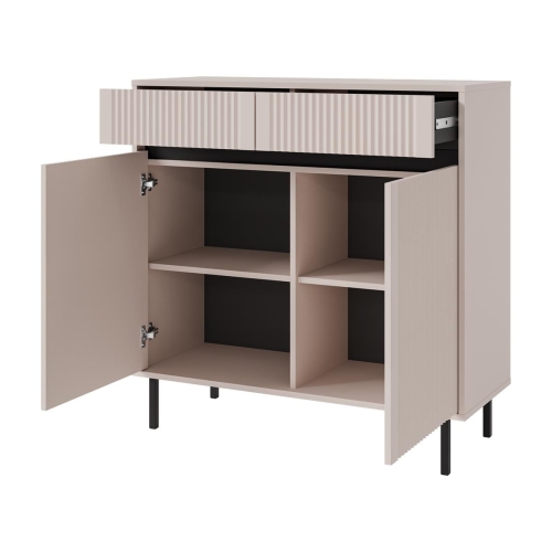 Beżowa komoda z dwoma szufladami z lamelami CIAO