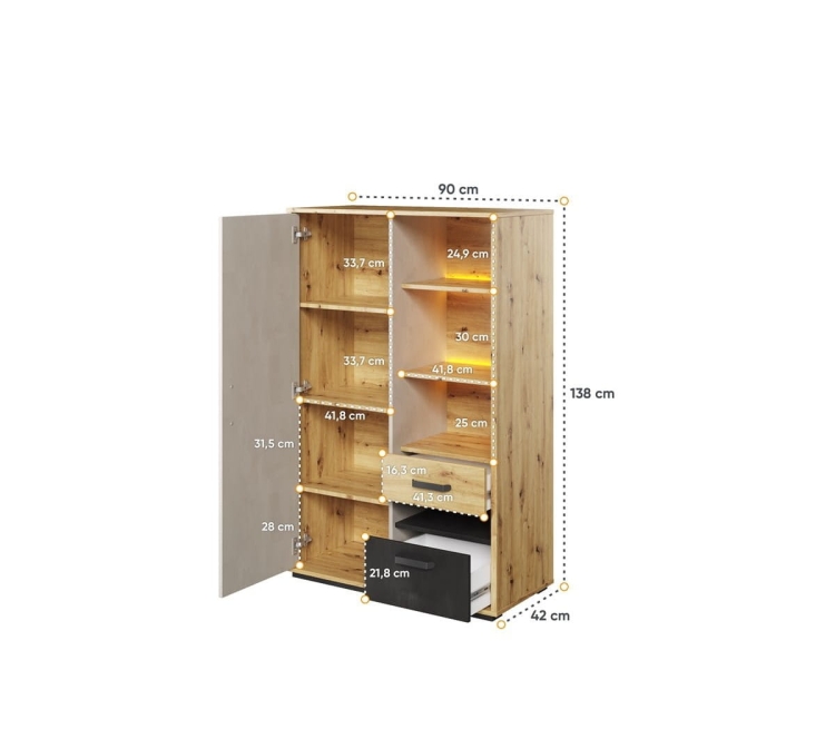 Młodzieżowa komoda z oświetleniem LED POPI