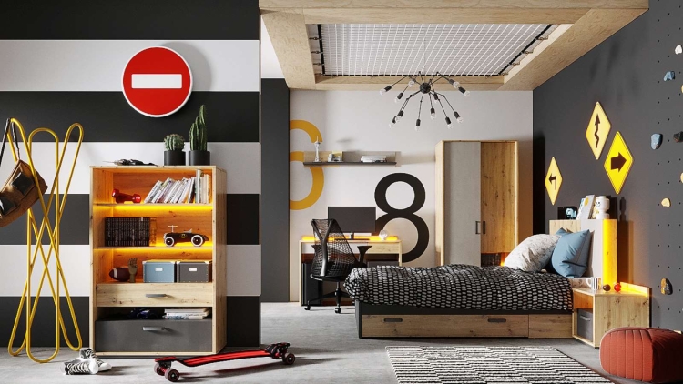 Regał z szufladą do pokoju młodzieżowego POPI