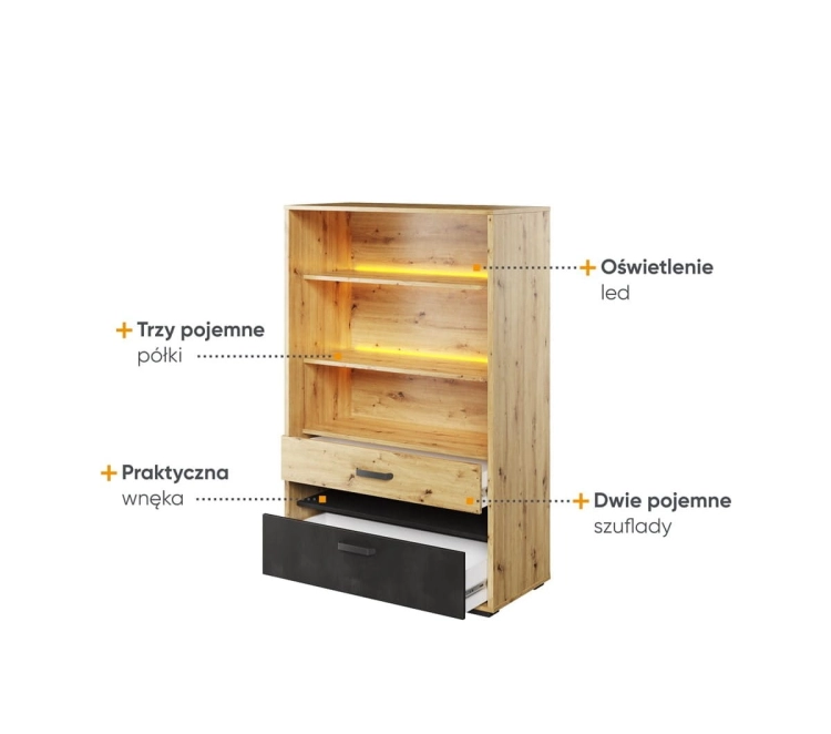 Regał z szufladą do pokoju młodzieżowego POPI