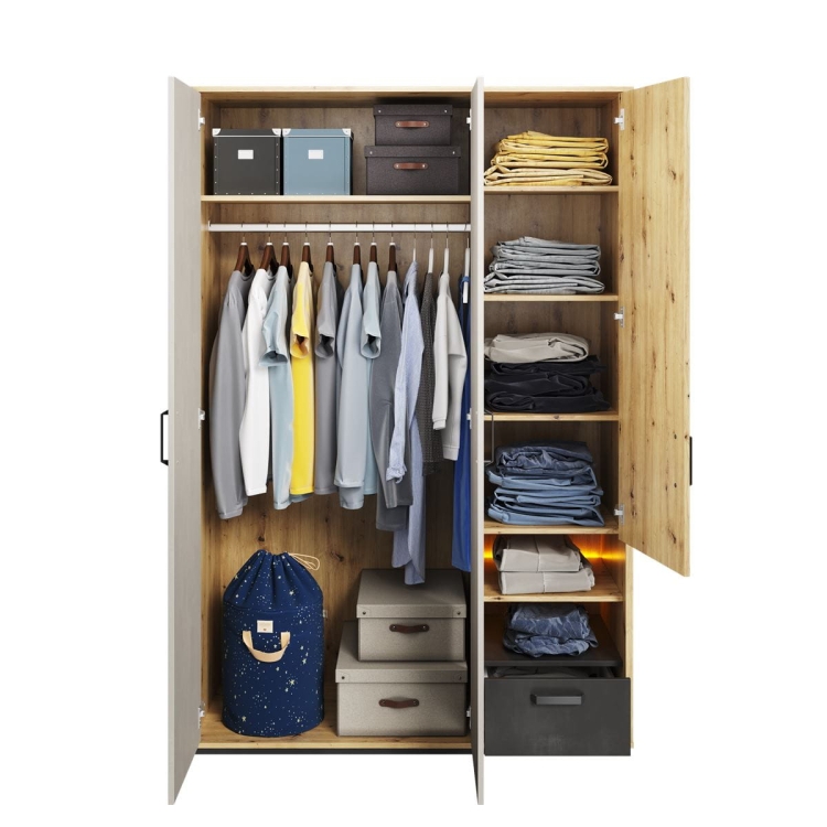 Nowoczesna szafa do pokoju młodzieżowego z LED POPI