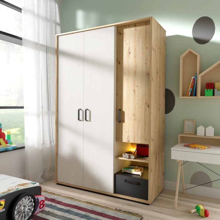 Nowoczesna szafa do pokoju młodzieżowego z LED POPI