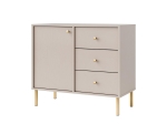 Mała komoda beż glamour do sypialni z szufladami NOBIS
