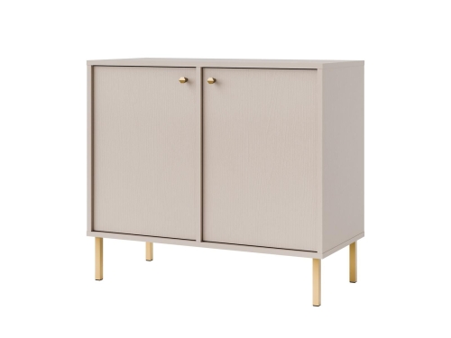 Minimalistyczna beżowa komoda ze złotymi elementami NOBIS
