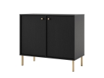 Dwudrzwiowa czarna komoda na metalowych nogach NOBIS 