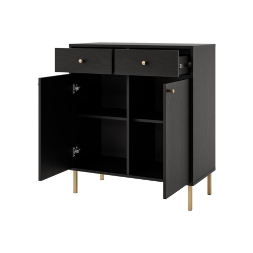 Czarna komoda stojąca na złotych nogach NOBIS