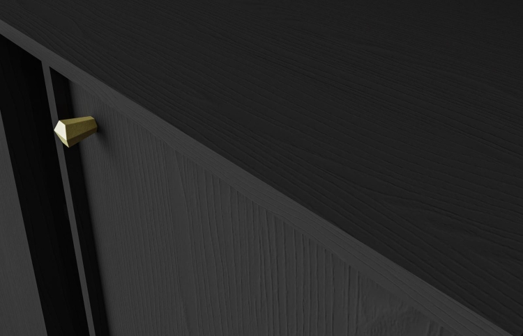 Czarna komoda stojąca na złotych nogach NOBIS