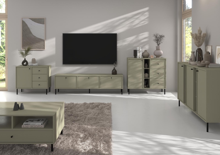 Komoda z dwiema szufladami w kolorze eukaliptus NOBIS