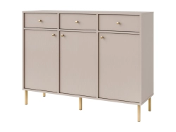 Designerska komoda beżowa ze złotymi detalami NOBIS