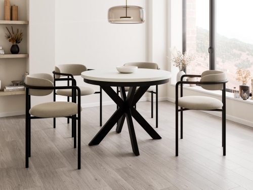 Nowoczesny stół jadalniany okrągły BELLAMO BIAŁY-CZARNY