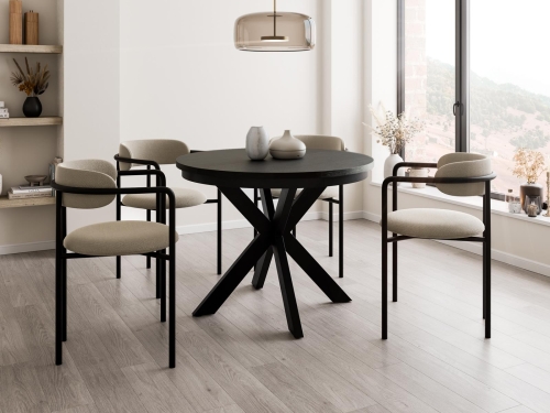 Czarny okrągły stół do jadalni 100-180 cm BELLAMO DREWNO