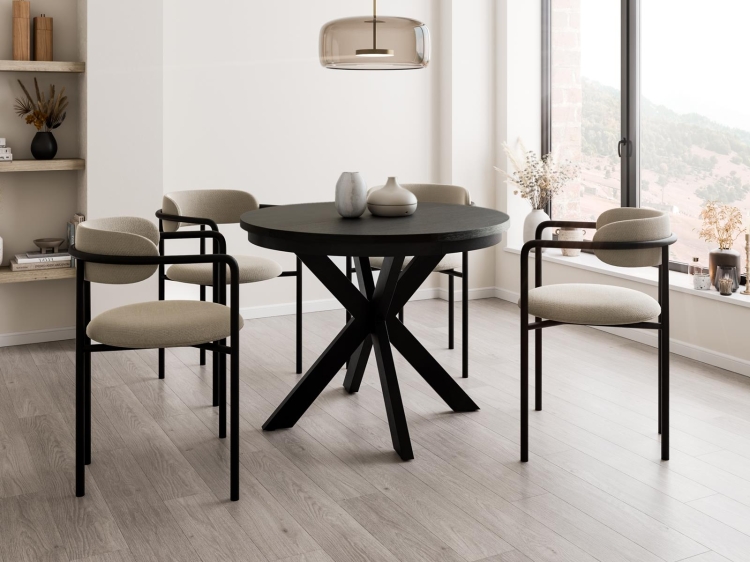 Czarny okrągły stół do jadalni 100-180 cm BELLAMO DREWNO