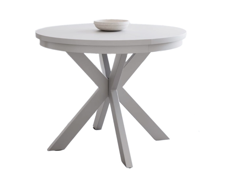 Biały stół okrągły z funkcją rozkładania 100-180 cm BELLAMO