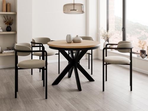 Modny okrągły stół do małej kuchni 100 cm BELLAMO DĄB CRAFT