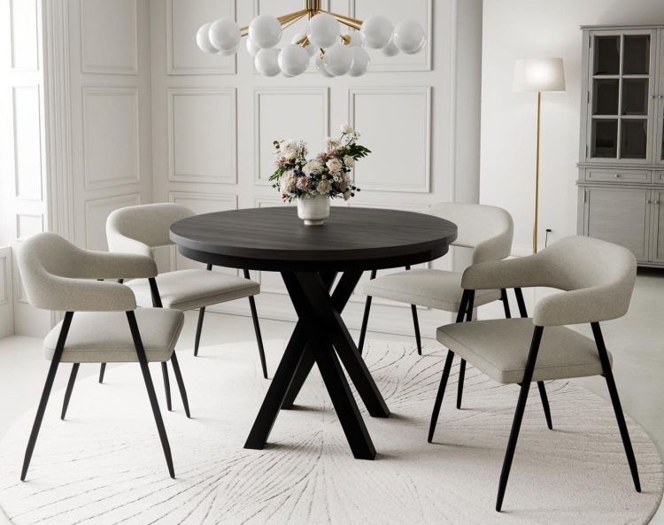 Czarny stół okrągły z funkcją rozkładania LOFTO