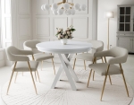 Biały stół okrągły w stylu nowoczesnym LOFTO 100-140 