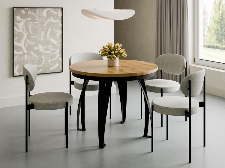 Okrągły rozkładany stół do jadalni LUGOS dąb craft