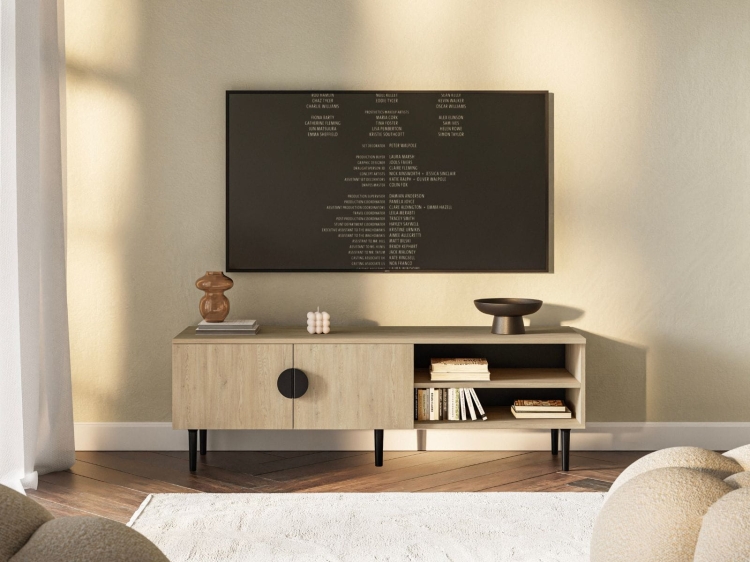 Mała szafka pod telewizor 137 cm w stylu japandi OSI