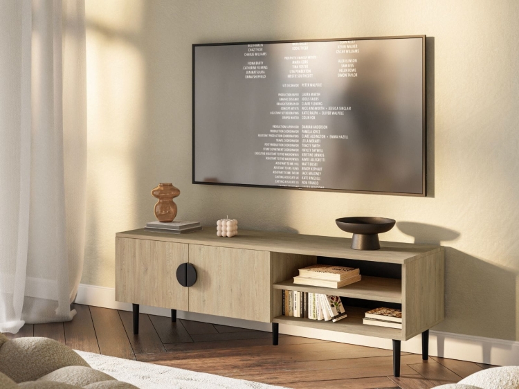 Mała szafka pod telewizor 137 cm w stylu japandi OSI