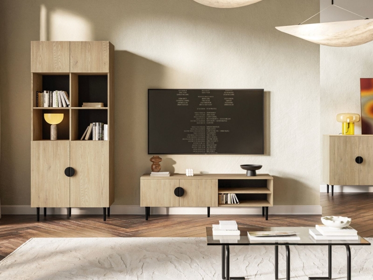 Nowoczesna witryna japandi w odcieniu dąb cremona OSI