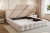 Miękkie łóżko tapicerowane beż z pojemnikiem na pościel ARI