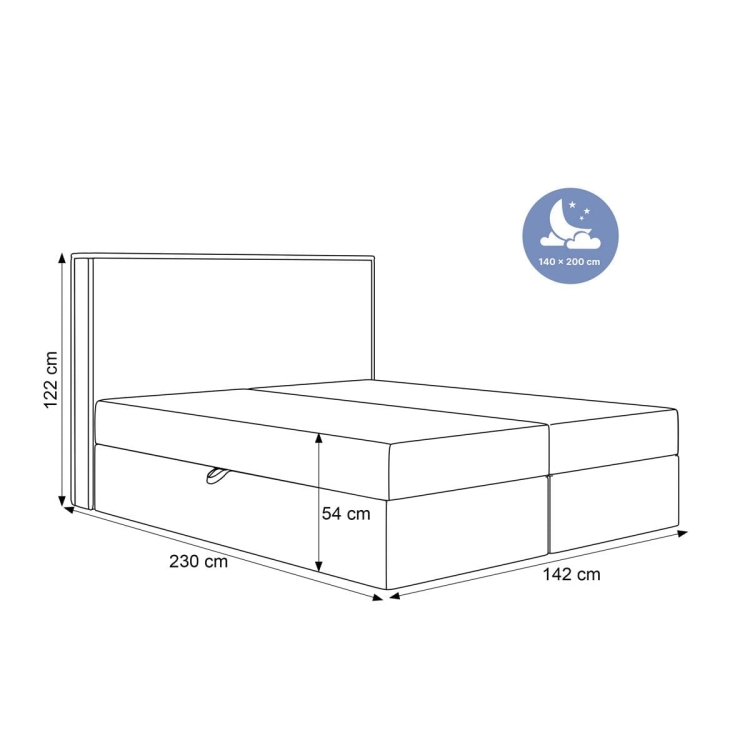 Miękkie sztruksowe szare łóżko z dwoma skrzyniami LIMI
