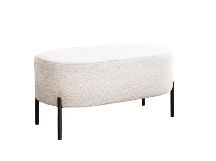 Elegancka tapicerowana biała pufa boucle BELI
